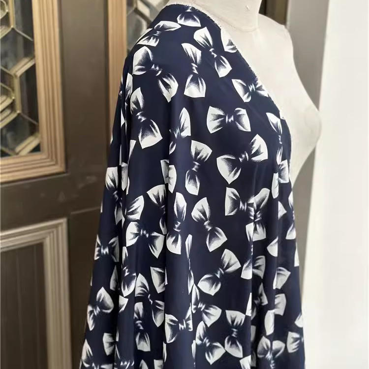 16 Momme 135cm Width Silk Crepe De Chine Custom Silk Printing Bow Print Fabric